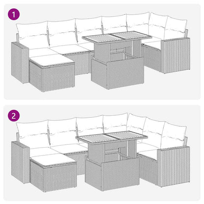 8-Tlg. Garten-Sofagarnitur Mit Kissen Beige Poly Rattan