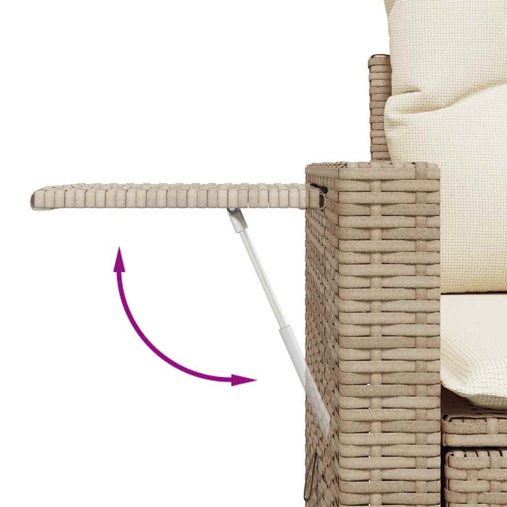 11-Tlg. Garten-Sofagarnitur Mit Kissen Beige Poly Rattan