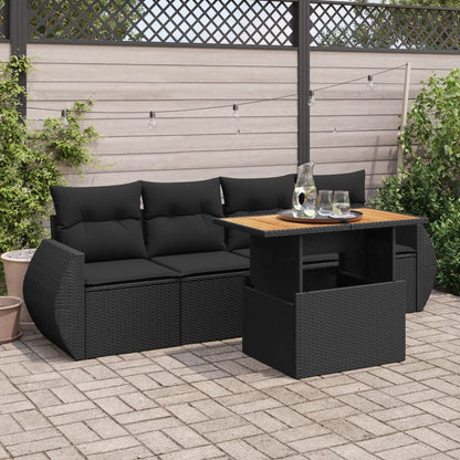 5-Tlg. Garten-Sofagarnitur Mit Kissen Beige Poly Rattan