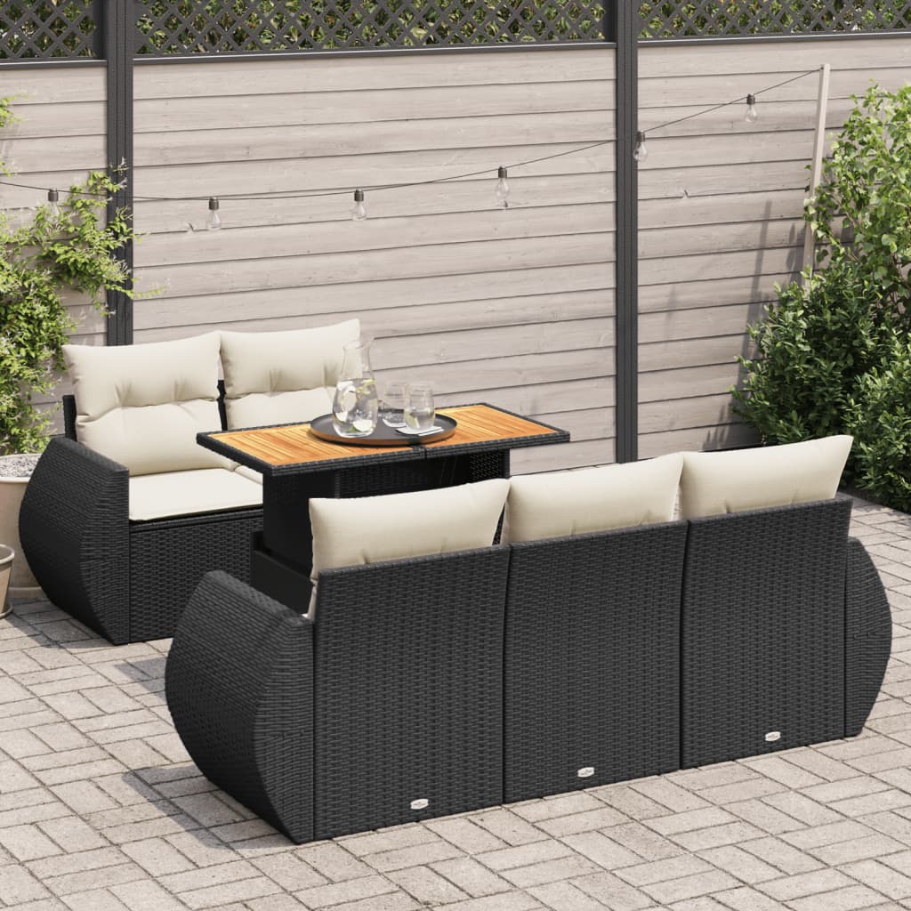 6-Tlg. Garten-Sofagarnitur Mit Kissen Beige Poly Rattan