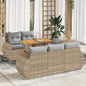 6-Tlg. Garten-Sofagarnitur Mit Kissen Beige Poly Rattan