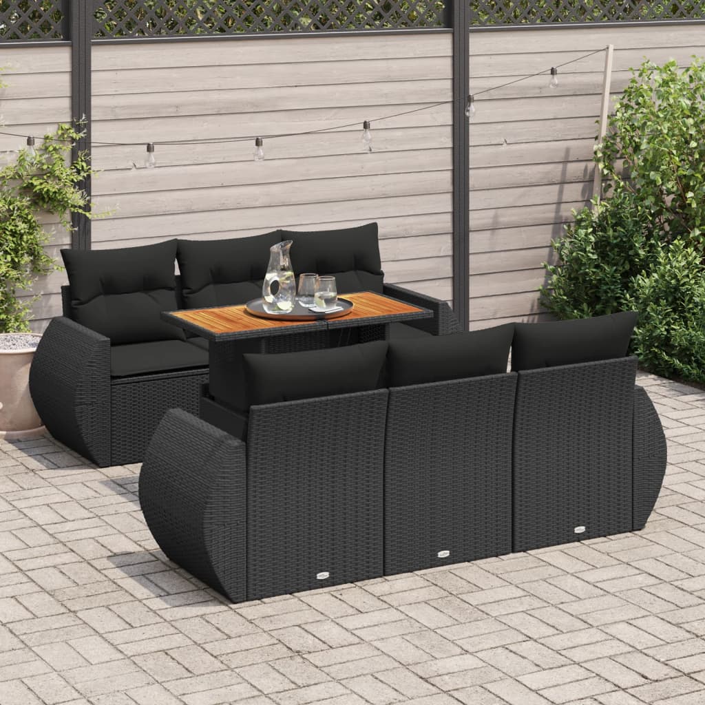 7-Tlg. Garten-Sofagarnitur Mit Kissen Beige Poly Rattan