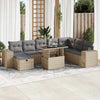 9-Tlg. Garten-Sofagarnitur Mit Kissen Beige Poly Rattan