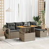 6-Tlg. Garten-Sofagarnitur Mit Kissen Beige Poly Rattan Akazie