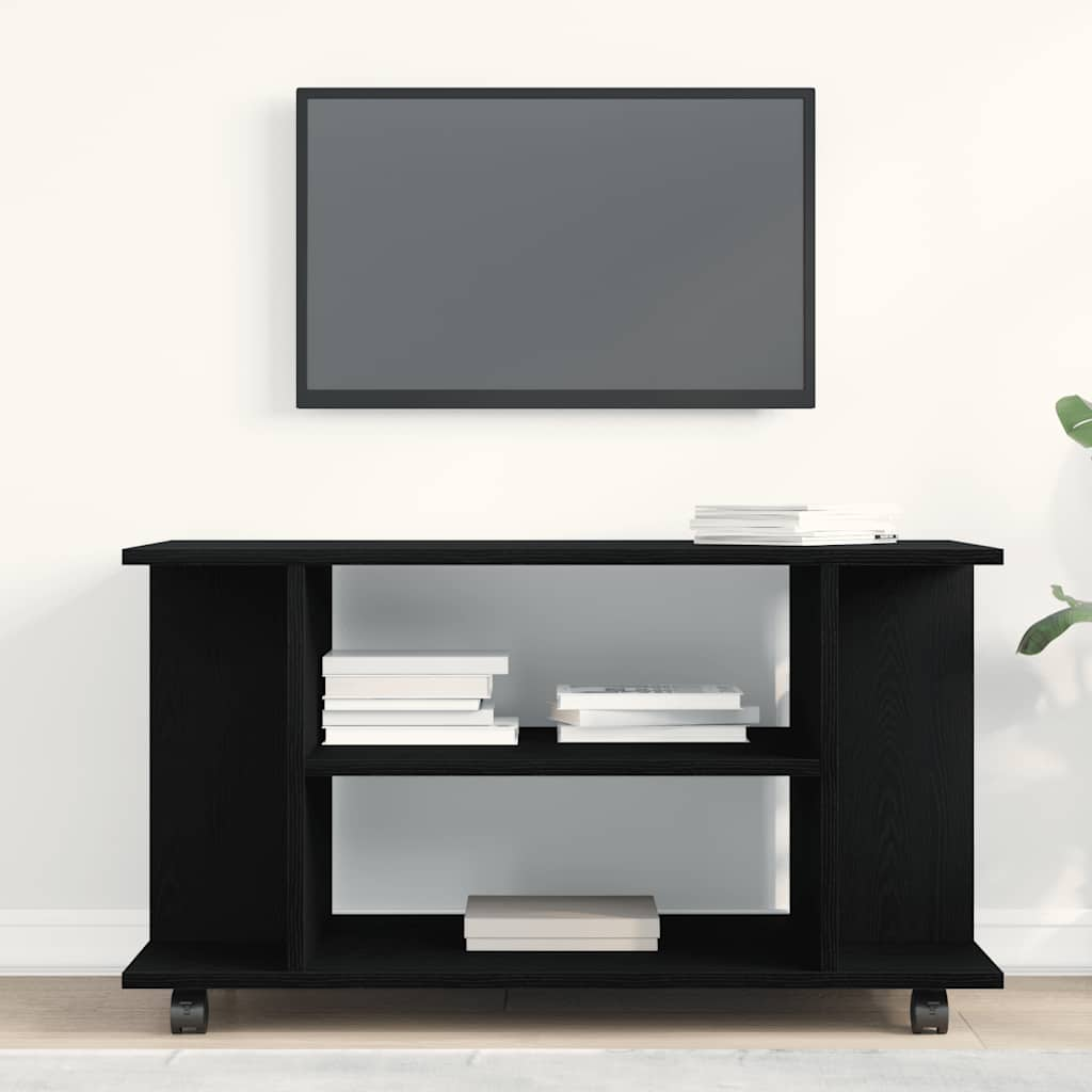 Tv-Schrank Mit Rollen Schwarz Eichen-Optik 80X40X45 Cm