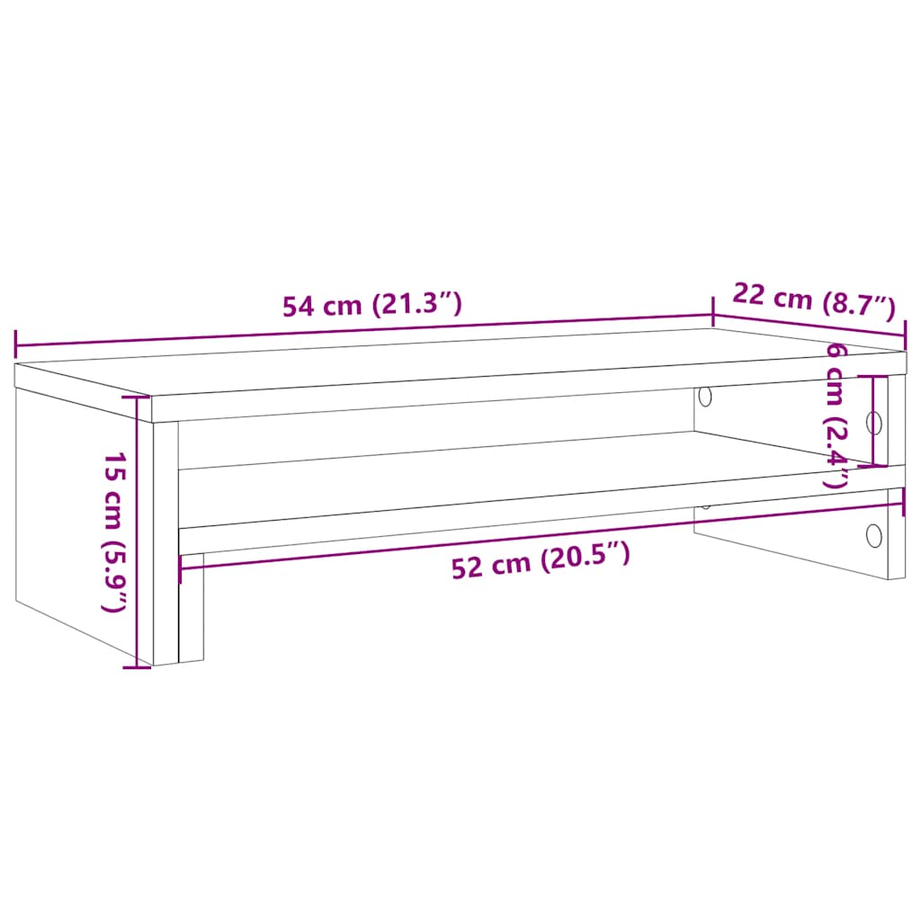 Monitorständer Schwarz Eichen-Optik 54X22X15 Cm Holzwerkstoff