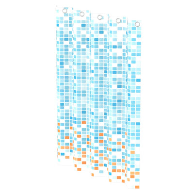 Eisl Duschvorhang Blau/Orange Mosaikmuster 200X180X0,2 Cm